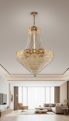 Luxe plafondlamp kroonluchter plafondlamp kroonluchter goud kristal 77x145