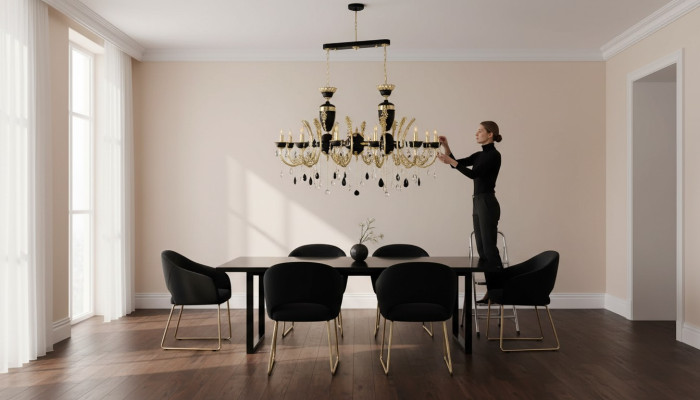 Plafondlamp Luxe Kroonluchter Plafondlamp Luster Kristal Zwart Lamp