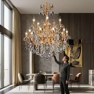 Plafondlamp Luxe Kroonluchter Plafonnière Luster Goud Kristal 75x125