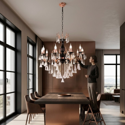 Luxe plafondlamp kroonluchter plafondlamp kroonluchter zwart kristal