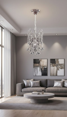 Plafondlamp Luxe Kandelaar Hanglamp Kroonluchter Zilver Kristal