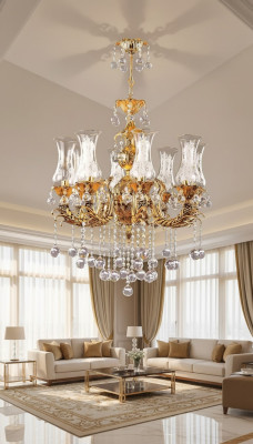 Luster Luxe Plafondlamp Gouden Kroonluchter Kristal Kunst
