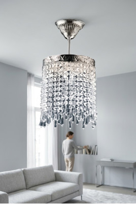Luster Plafondlamp Kroonluchter Zilver Kristallen Lamp