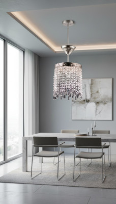 Luster Plafondlamp Kroonluchter Zilver Kristallen Lamp