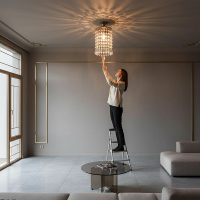 Lamp Plafondlamp Kroonluchter Goud Plafondlampen Luster Kristal