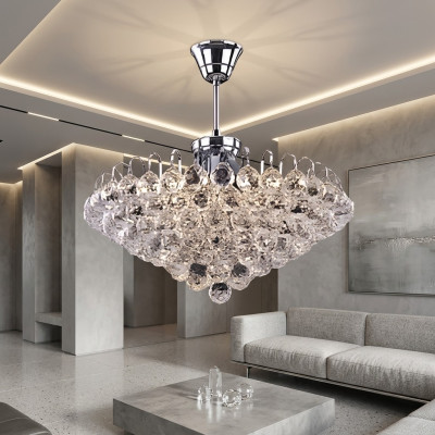 Luster Plafondlamp Kroonluchter Zilver Kristallen Plafonnière Lamp