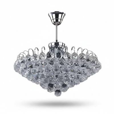 Luster Plafondlamp Kroonluchter Zilver Kristallen Plafonnière Lamp