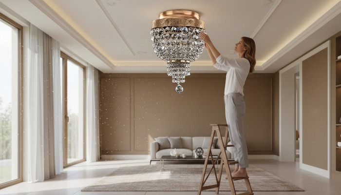 Plafondlamp Luxe Gouden Kroonluchter Plafondlamp Kroonluchter Kristal Art