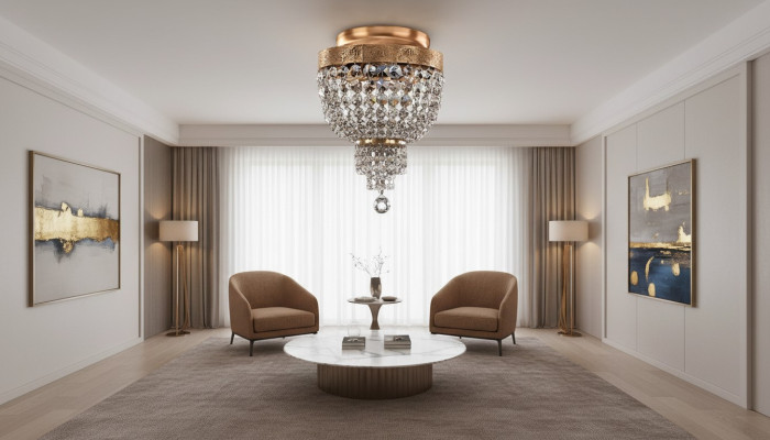 Plafondlamp Luxe Gouden Kroonluchter Plafondlamp Kroonluchter Kristal Art