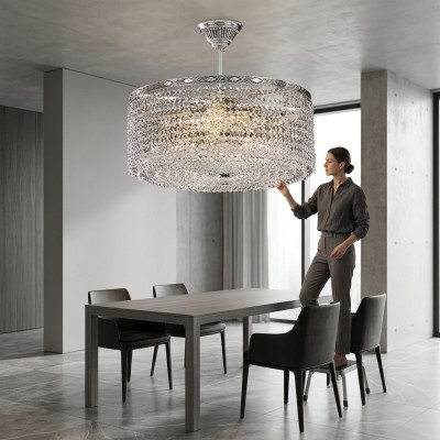Ronde plafondlamp Hanglamp Luxe Zilver Kroonluchter Kroonluchter Kristal