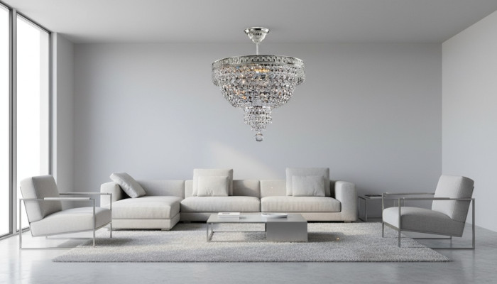 Hanglamp Kroonluchter Luxe Zilver Plafondlamp Kristal