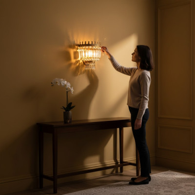Wandlamp Wandlamp Wandlampen Kroonluchter Wandlampen Kristal Goud