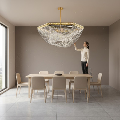 Plafondlamp Luxe Gouden Kroonluchter Plafondlamp Kroonluchter Kristal Kunst