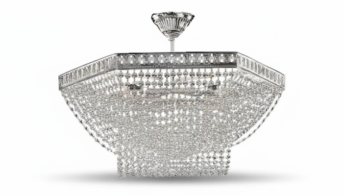 Luxe kroonluchter plafondlamp zilveren kroonluchter plafondlamp kristal