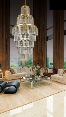 Plafondlamp Luxe Gouden Kroonluchter Plafondlamp Kandelaar Kristal XXL