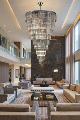 Kroonluchter Plafondlamp Zilveren Hanglamp Luster Kristal xxl Lamp