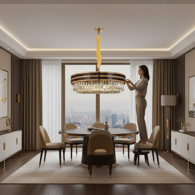 Ronde lamp plafondlamp plafondlamp gouden kroonluchter kroonluchter kristallen luchter