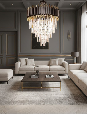 Luxe kroonluchter plafondlamp goud plafondlamp luchter kristal rond