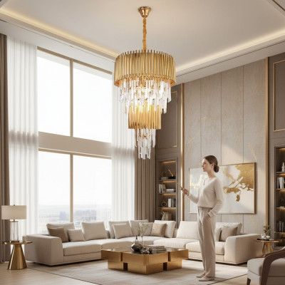 Luxe kroonluchter plafondlamp gouden plafondlamp kroonluchter kristal XXL