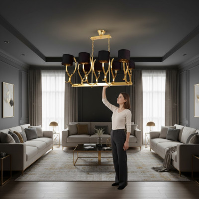 Kroonluchter Hanglamp xxl Lamp Goud Plafondlamp Kandelaar Metaal