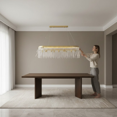 Eettafellamp Plafondlamp Kroonluchter Plafondlamp Luxe Goud Kroonluchter Glas