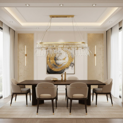 Eettafellamp Plafondlamp Kroonluchter Plafondlamp Luxe Goud Kroonluchter Glas