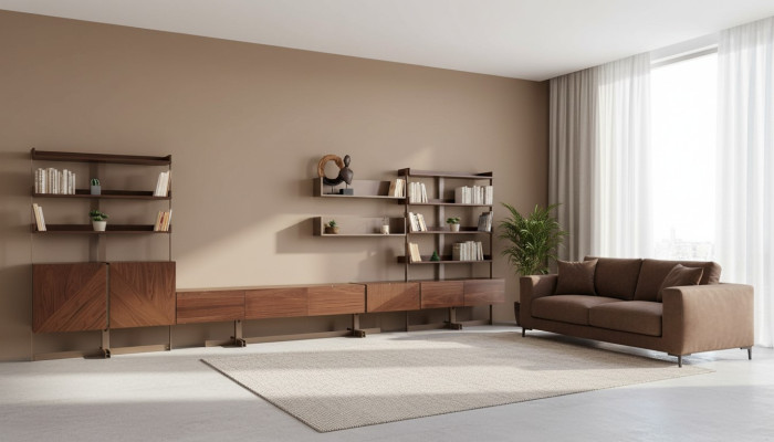 Moderne woonwand kastwanden vitrine tv-rek woonkamer meubels hout nieuw