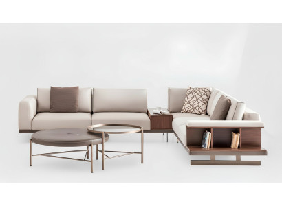 Beige stoffen hoekbank L-vorm bank stoffen bank luxe meubels woonkamer