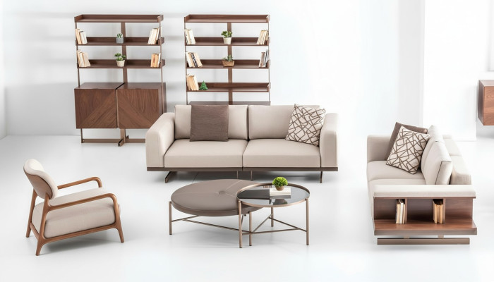 Moderne bankstel Luxe meubels Bekleding Textiel Bank Grijs Moderne Bank