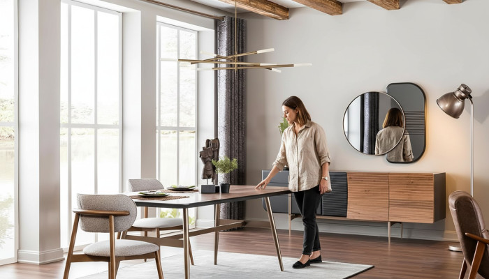 Eetkamer set Eettafel Stoelen Dressoir Set 7-delig Hout Bruin Nieuw
