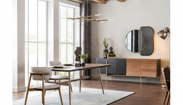 Eetkamer set Eettafel Stoelen Dressoir Set 7-delig Hout Bruin Nieuw