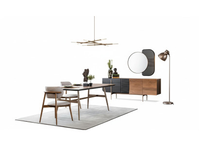 Eetkamer set Eettafel Stoelen Dressoir Set 7-delig Hout Bruin Nieuw