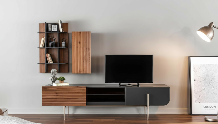 rtv Lowboard tv Standaard Planken Dressoir Hout Modern Bruin Woonkamer