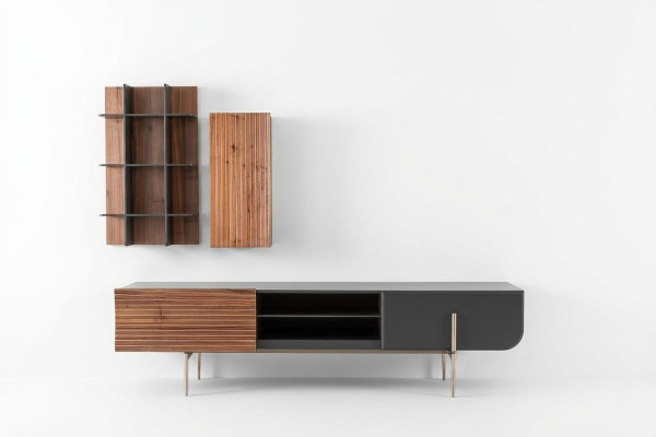 rtv Lowboard tv Standaard Planken Dressoir Hout Modern Bruin Woonkamer