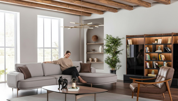 Stoffen hoekbank L-vorm bank stof Banken grijs Modern woonkamer meubels