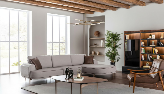 Stoffen hoekbank L-vorm bank stof Banken grijs Modern woonkamer meubels