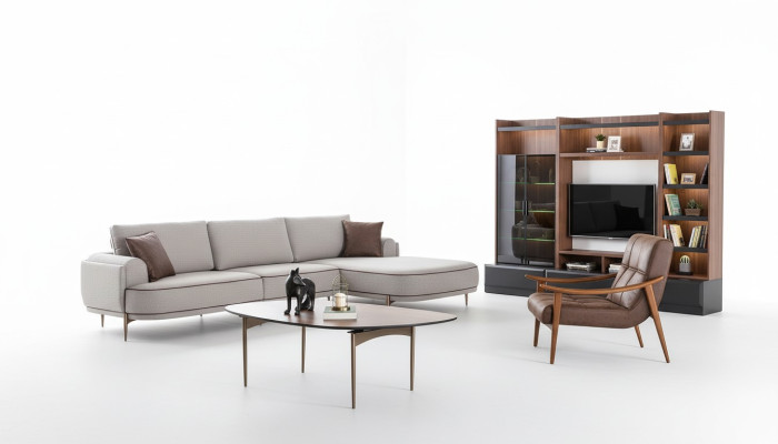 Stoffen hoekbank L-vorm bank stof Banken grijs Modern woonkamer meubels