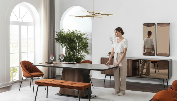Eethoek Eetgroep Eetkamer Eettafel Stoelen Dressoir 9-delig Hout Bruin