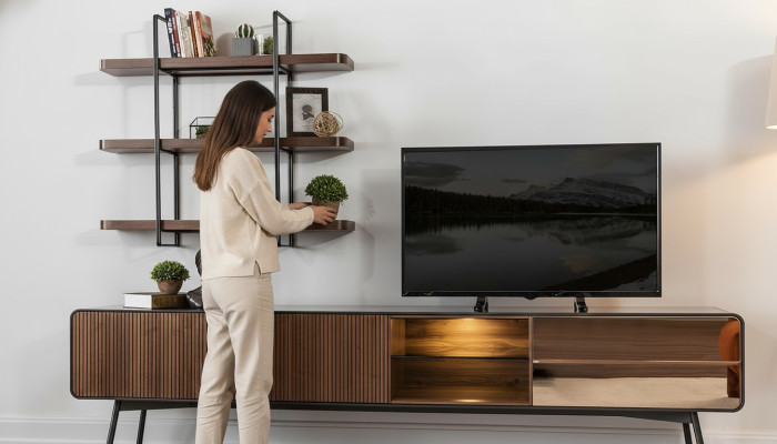 rtv Lowboard tv Stand planken dressoir woonkamer hout bruin modern