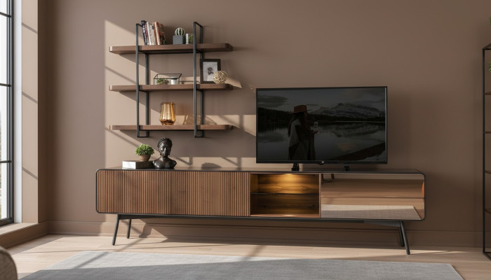 rtv Lowboard tv Stand planken dressoir woonkamer hout bruin modern