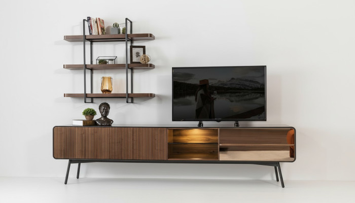 rtv Lowboard tv Stand planken dressoir woonkamer hout bruin modern