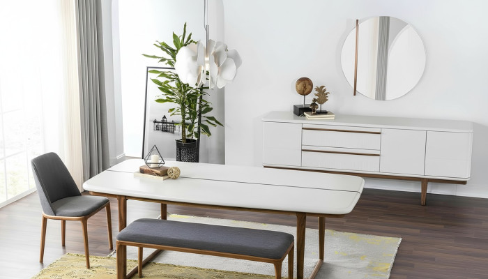 Eethoek Eetgroep Eetkamer Eettafel Stoelen Dressoir 10-delig Hout Wit