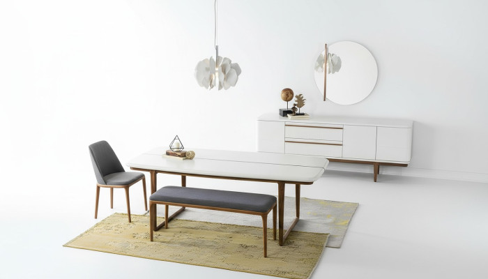 Eethoek Eetgroep Eetkamer Eettafel Stoelen Dressoir 10-delig Hout Wit