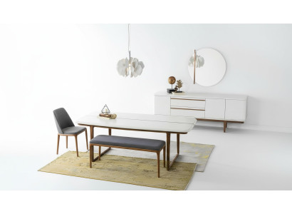 Eethoek Eetgroep Eetkamer Eettafel Stoelen Dressoir 10-delig Hout Wit