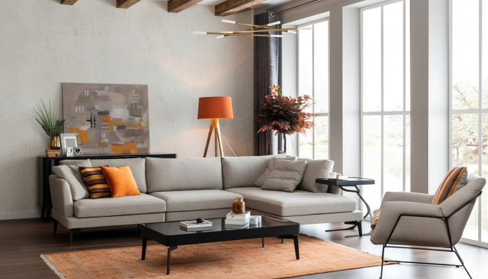 Sofagarnitur L-vorm Bank Fauteuil Grijs Bankstel Modern Meubilair Hoekbank Set Nieuw