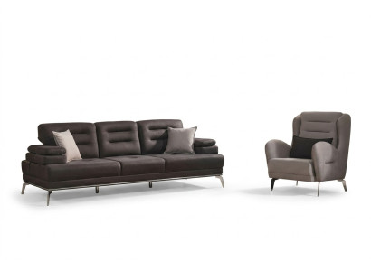 Sofagroep 3-zitsbank Stoffen bankstel Stoel Zwart Modern Set