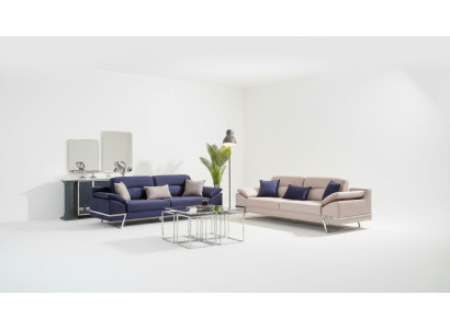 Driedelige bankstel bankstel 3-persoons stof luxe blauw set bankstellen