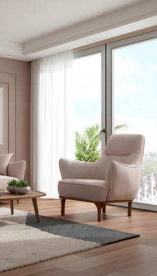Moderne fauteuil Cocktails fauteuil Oorfauteuil Design meubels Beige houten meubels