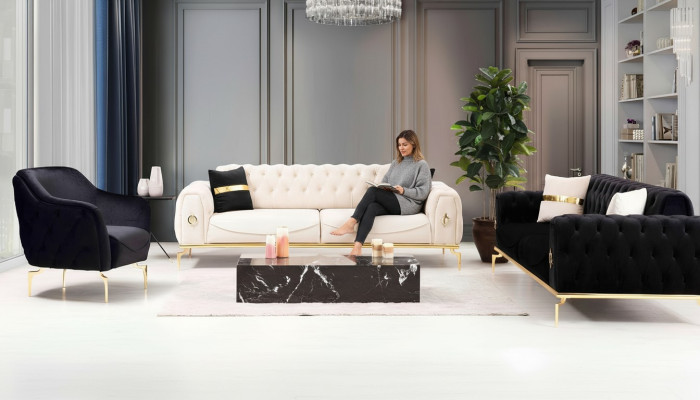 Chesterfield zitgroep luxe zitbank gestoffeerd meubilair driezitsbank fauteuil
