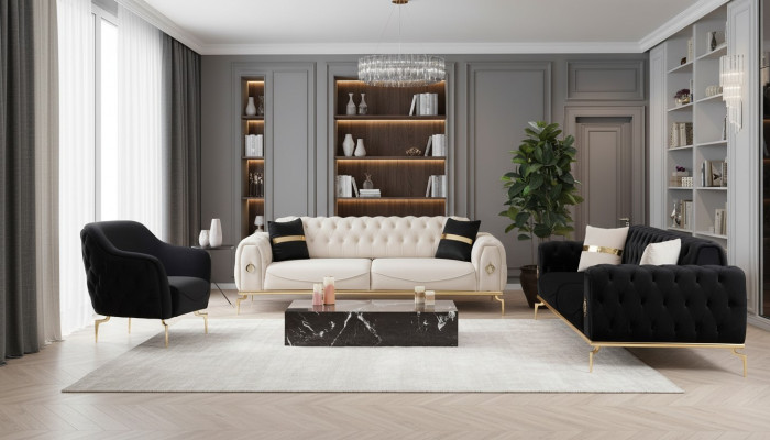 Chesterfield zitgroep luxe zitbank gestoffeerd meubilair driezitsbank fauteuil